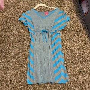 Girls blue and grey striped dress size 12
